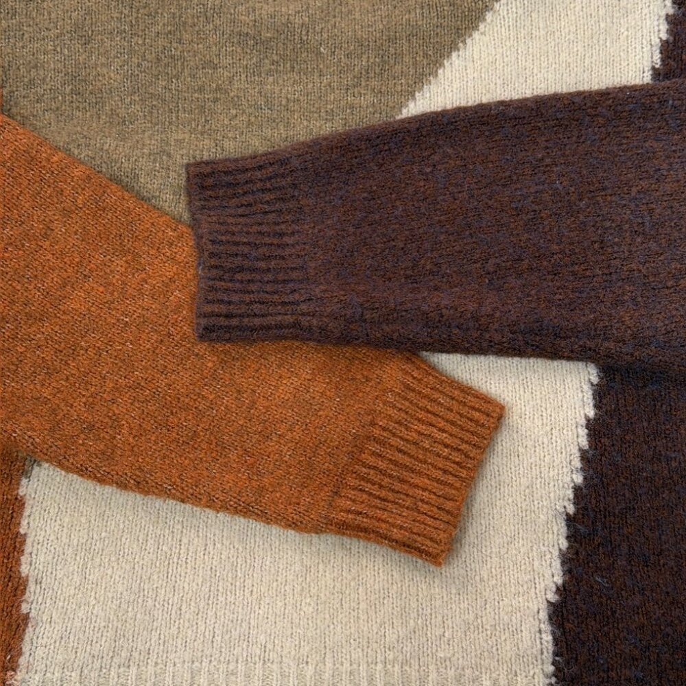 Earthbound Trading Co Oversized Colorblock Sweater XL | Boho Chunky Knit Boxy - Picture 6 of 11